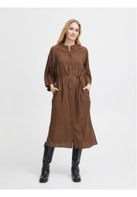 Fransa Sukienka koszulowa 20612435 Brązowy Relaxed Fit. Kolor: brązowy. Materiał: wiskoza. Typ sukienki: koszulowe