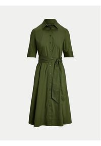 Lauren Ralph Lauren - LAUREN RALPH LAUREN Sukienka koszulowa 200748950014 Zielony Regular Fit. Kolor: zielony. Materiał: bawełna. Typ sukienki: koszulowe