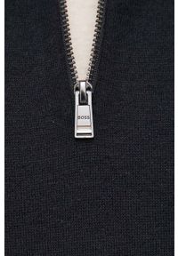 BOSS sweter z domieszką wełny męski kolor czarny lekki z półgolfem. Kolor: czarny. Materiał: wełna. Długość: krótkie #3