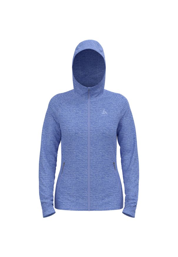 Odlo - Bluza rozpinana z kapturem damska ODLO Tencia Mid Layer Hoody Full Zip. Typ kołnierza: kaptur. Kolor: niebieski. Materiał: polar. Sport: turystyka piesza
