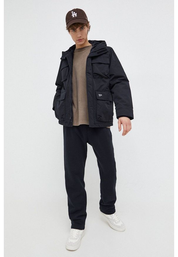 Hollister Co. spodnie dresowe kolor czarny gładkie. Kolor: czarny. Materiał: dresówka. Wzór: gładki