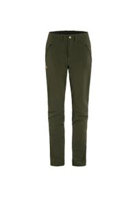 Fjällräven - Spodenki turystyczne Abisko Trail Stretch Trousers W - zielone. Kolor: zielony. Materiał: materiał. Sezon: zima. Sport: narciarstwo