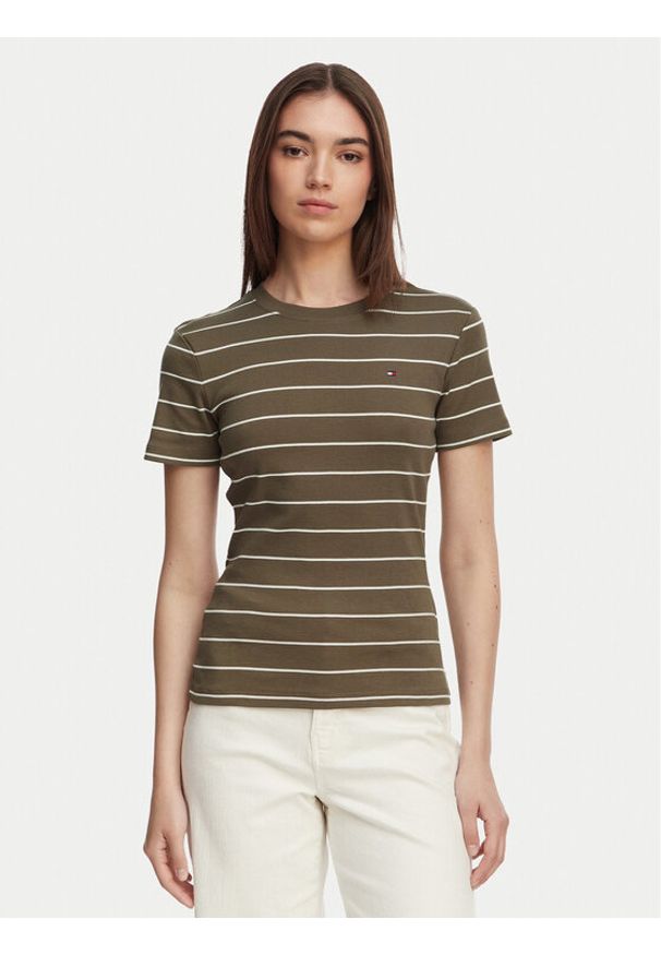 TOMMY HILFIGER - Tommy Hilfiger T-Shirt New Cody WW0WW40587 Brązowy Slim Fit. Kolor: brązowy. Materiał: bawełna