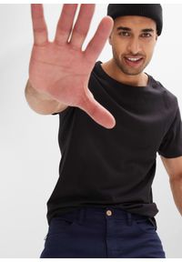 bonprix - Spodnie ze stretchem Regular Fit Straight. Kolor: niebieski. Materiał: skóra #2