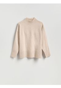 Reserved - Sweter z domieszką wełny - beżowy. Kolor: beżowy. Materiał: wełna