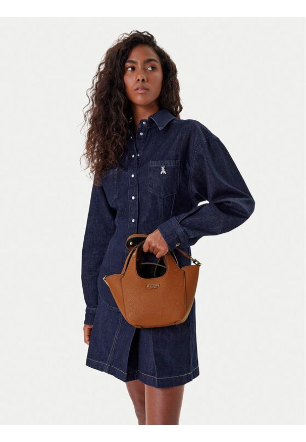 Guess Torebka Calista Mini HWBG73 34750 Brązowy. Kolor: brązowy. Materiał: skórzane