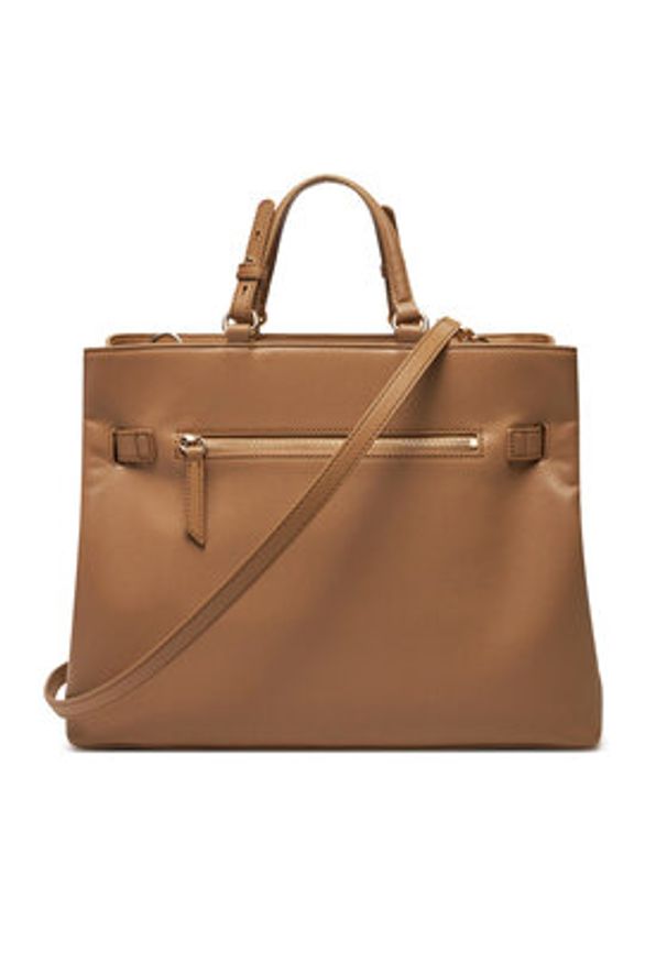 TOMMY HILFIGER - Tommy Hilfiger Torebka Heritage Satchel AW0AW17211 Brązowy. Kolor: brązowy. Materiał: skórzane