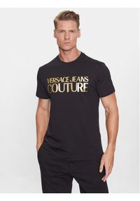 Versace Jeans Couture T-Shirt 75GAHT01 Czarny Regular Fit. Kolor: czarny. Materiał: bawełna