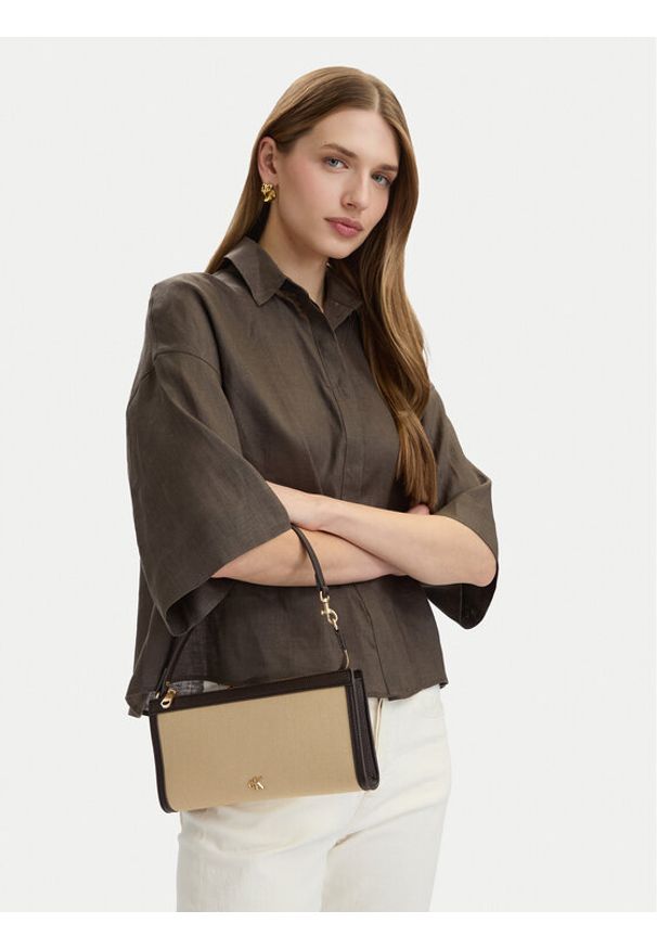 Calvin Klein Torebka Ck Canvas Convertible Pouch LV04F1126G Beżowy. Kolor: beżowy