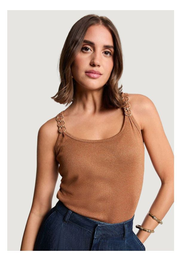 Morgan Top 251-DIDOA Miedziany Slim Fit. Kolor: brązowy. Materiał: wiskoza