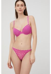 Emporio Armani Underwear stringi 164542.2R218 kolor fioletowy z koronki. Kolor: fioletowy. Materiał: koronka. Wzór: koronka #3