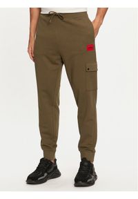 Hugo - HUGO Spodnie dresowe Dwellrom 50479164 Khaki Relaxed Fit. Kolor: brązowy. Materiał: bawełna