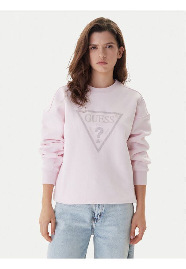 Guess Bluza W6RQ16 KB681 Różowy Regular Fit. Kolor: różowy. Materiał: syntetyk