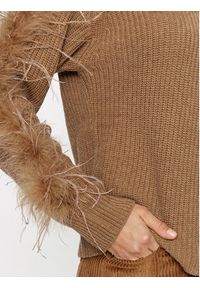 TwinSet - TWINSET Sweter 232TT3330 Brązowy Regular Fit. Kolor: brązowy. Materiał: wiskoza #6