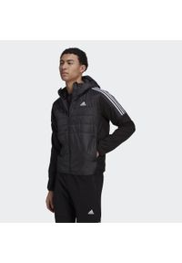 Adidas - Essentials Insulated Hooded Hybrid Jacket. Kolor: czarny. Materiał: materiał
