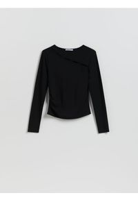Reserved - Longsleeve z lyocellem - czarny. Kolor: czarny. Materiał: dzianina. Długość rękawa: długi rękaw #1