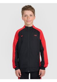 4f - 4F Bluza sportowa rozpinana bez kaptura dziecięca 4F JUNIOR x Robert Lewandowski - czarna 158/164 (12-14 lat). Typ kołnierza: bez kaptura. Kolor: czarny. Materiał: dzianina, materiał, włókno, syntetyk. Długość rękawa: raglanowy rękaw. Długość: długie. Wzór: napisy, nadruk. Sezon: lato. Styl: sportowy