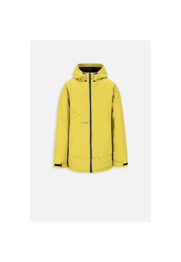 Kurtka turystyczna chłopięca Lemon Explore ZL3 z kapturem. Typ kołnierza: kaptur. Kolor: żółty. Materiał: poliester. Sezon: zima. Sport: turystyka piesza