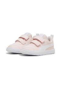 Puma - Sneakersy dla małych dzieci Courtflex V3 PUMA Island Pink White. Kolor: biały, różowy, wielokolorowy. Materiał: guma, syntetyk, tkanina, materiał #1