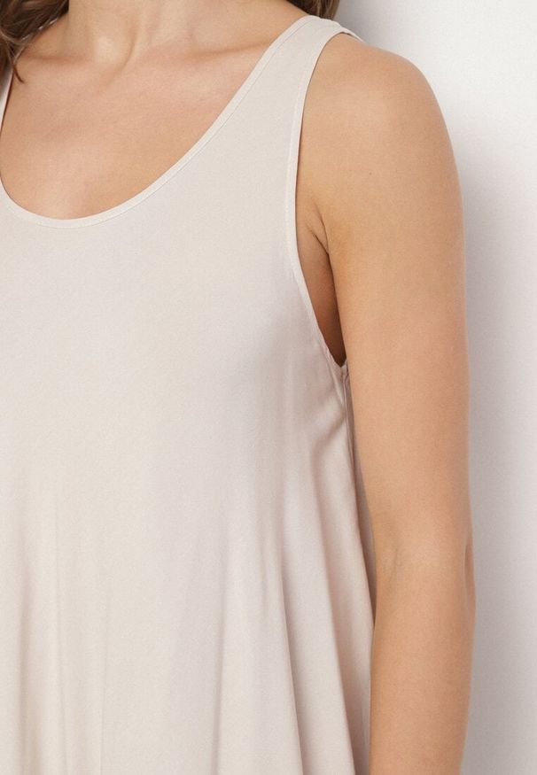 Born2be - Jasnobeżowa Rozkloszowana Sukienka z Bawełny Tesaxelle. Okazja: na co dzień, na spotkanie biznesowe. Kolor: beżowy. Materiał: bawełna. Typ sukienki: proste. Styl: casual, biznesowy, elegancki