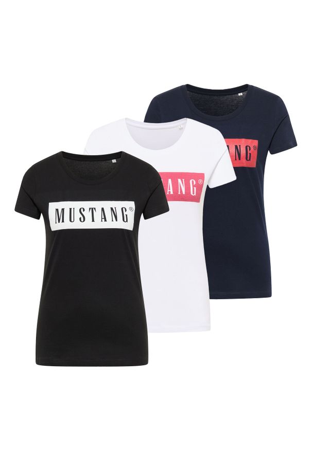 Mustang - 3PAK MUSTANG Alina C Logo Tee Damski T-shirt Koszulka 1013220