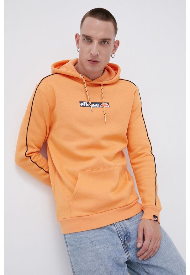 Ellesse Bluza męska kolor pomarańczowy z kapturem z nadrukiem. Okazja: na co dzień. Typ kołnierza: kaptur. Kolor: pomarańczowy. Wzór: nadruk. Styl: casual