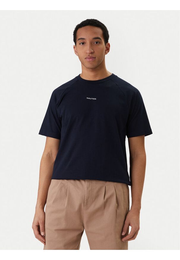 Nautica T-Shirt NCC04498 Granatowy Regular Fit. Kolor: niebieski. Materiał: bawełna