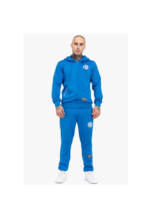 Dopasowany dres Benlee Rylin. Kolor: wielokolorowy, niebieski, biały. Materiał: dresówka. Wzór: aplikacja. Sport: fitness