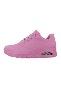 skechers - Buty SKECHERS Uno Stand On Air. Kolor: różowy. Materiał: skóra, syntetyk. Szerokość cholewki: normalna. Wzór: gładki
