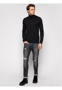 Jack & Jones - Jack&Jones Golf Emil Knit Roll Neck 12157417 Czarny Regular Fit. Typ kołnierza: golf. Kolor: czarny. Materiał: bawełna