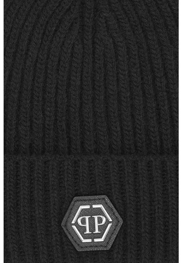 Philipp Plein - PHILIPP PLEIN Czarna czapka wełniana. Kolor: czarny. Materiał: wełna