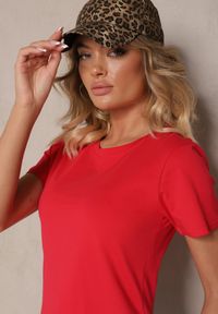 Renee - Czerwony Casualowy Bawełniany T-shirt Rivali. Okazja: na co dzień. Kolor: czerwony. Materiał: bawełna. Styl: casual #3