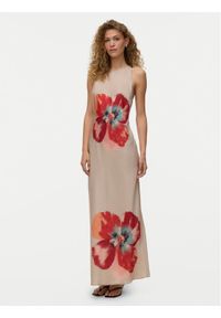 Vero Moda Sukienka letnia Reba 10345415 Beżowy jasny Regular Fit. Kolor: beżowy. Materiał: syntetyk. Sezon: lato #1