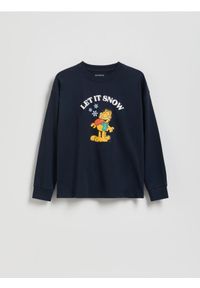 Reserved - Longsleeve Garfield - granatowy. Kolor: niebieski. Materiał: bawełna, dzianina. Długość rękawa: długi rękaw #1
