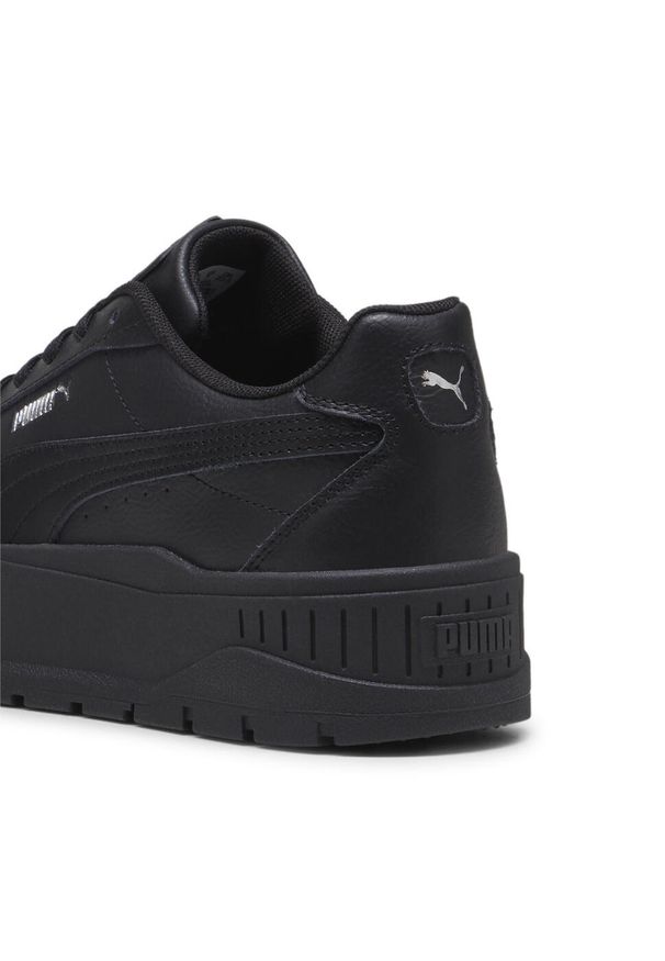 Puma - Damskie skórzane sneakersy Karmen II PUMA. Okazja: na co dzień. Kolor: szary, wielokolorowy, czarny. Materiał: skóra. Obcas: na platformie. Sport: turystyka piesza