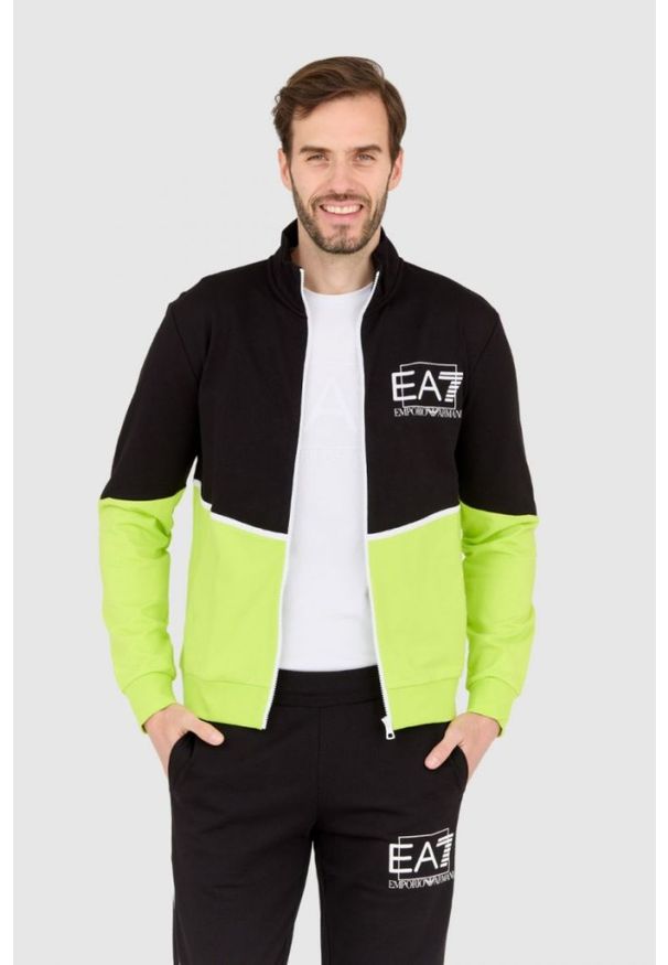 EA7 Emporio Armani - EA7 Dres czarno-zielony. Kolor: czarny. Materiał: dresówka