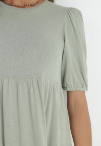 Born2be - Miętowa Sukienka Bawełniana Ulrika. Okazja: na co dzień, na randkę. Typ kołnierza: kołnierz z falbankami. Kolor: miętowy. Wzór: gładki. Materiał: bawełna. Długość rękawa: krótki rękaw. Sezon: wiosna, lato. Styl: klasyczny, casual. Długość: maxi #6