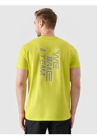 4f - 4F T-shirt regular z nadrukiem męski - zielony S. Okazja: na co dzień. Kolor: zielony. Materiał: jersey, dzianina, bawełna. Długość rękawa: krótki rękaw. Długość: krótkie. Wzór: nadruk. Styl: casual, sportowy, klasyczny #2