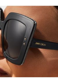 Jimmy Choo - JIMMY CHOO - Czarne okulary przeciwsłoneczne Auri. Kształt: okrągłe. Kolor: czarny. Materiał: materiał #3