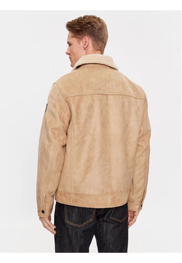 Tom Tailor Kurtka z imitacji skóry 1037361 Beżowy Regular Fit. Kolor: beżowy. Materiał: skóra