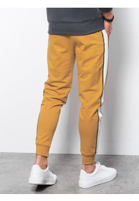 Ombre Clothing - Spodnie męskie dresowe joggery P951 - musztardowe - XXL. Kolor: żółty. Materiał: dresówka #10