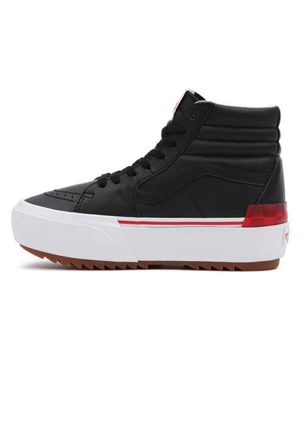 Buty do chodzenia damskie Vans UA SK8HI Stacked. Okazja: na co dzień. Wysokość cholewki: za kostkę. Zapięcie: sznurówki. Kolor: czarny, wielokolorowy. Materiał: materiał, syntetyk. Szerokość cholewki: normalna. Sport: turystyka piesza