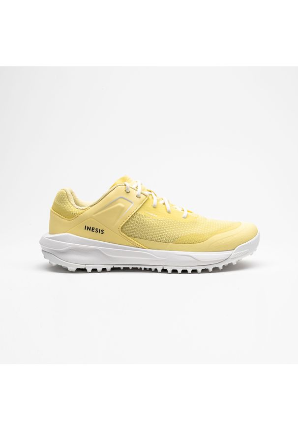 INESIS - Buty do golfa damskie Inesis WW500 oddychające. Kolor: biały, zielony, żółty, wielokolorowy. Materiał: mesh, materiał, kauczuk. Szerokość cholewki: normalna. Sport: golf