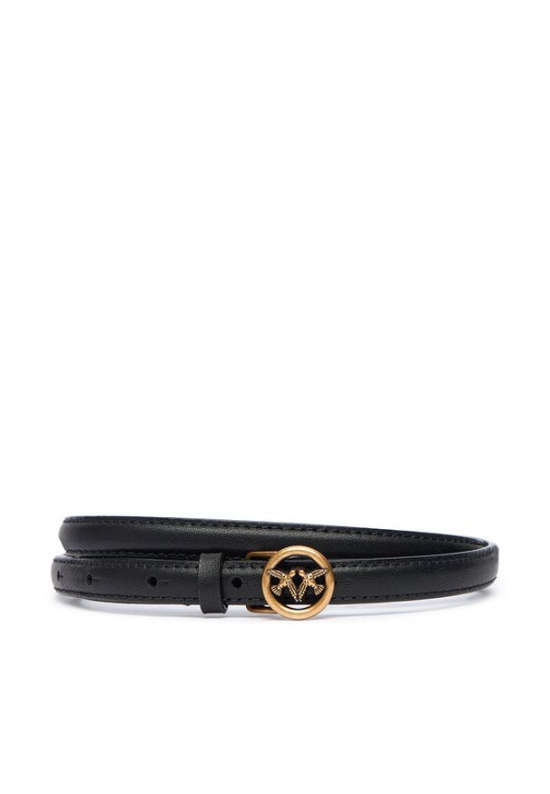 Pinko - PINKO Pasek Damski Thin Belt H1 AI 25-26 PLT01 105481 A0F1 Czarny. Kolor: czarny. Materiał: skóra