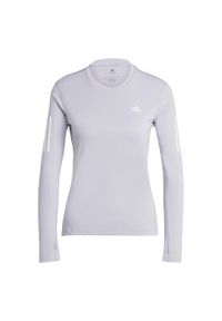 Adidas - Own the Run Long Sleeve Tee. Kolor: szary. Materiał: materiał. Długość rękawa: długi rękaw. Sport: bieganie