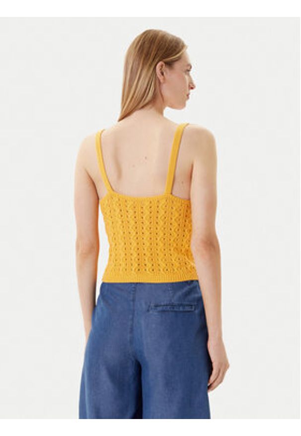 United Colors of Benetton - United Colors Of Benetton Top 101TDH01B Żółty Slim Fit. Kolor: żółty. Materiał: bawełna