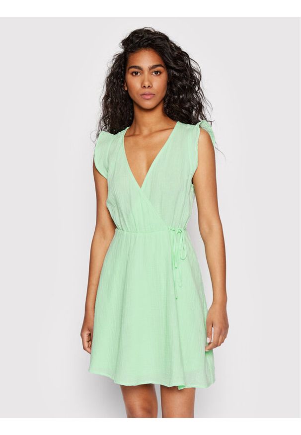 Vero Moda Sukienka codzienna Natali 10263273 Zielony Regular Fit. Okazja: na co dzień. Kolor: zielony. Materiał: bawełna. Typ sukienki: proste. Styl: casual