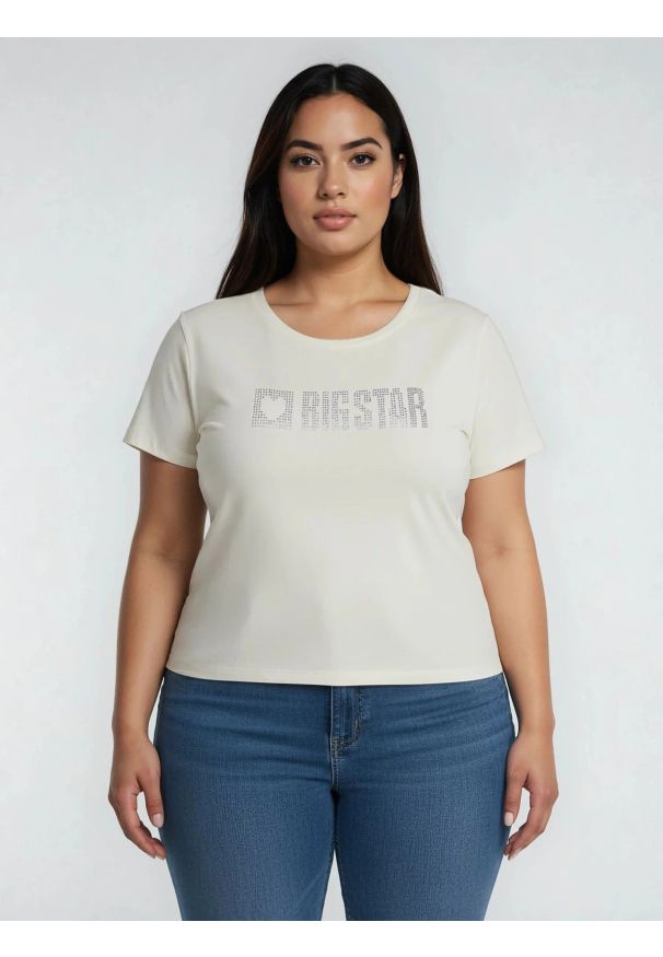 Big-Star - Koszulka damska z logo BIG STAR z cyrkonii biała Avra 100. Kolor: biały