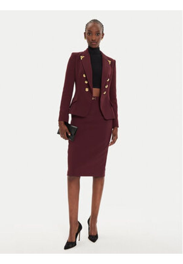 Elisabetta Franchi Spódnica ołówkowa GO-044-46E2 Bordowy Slim Fit. Kolor: czerwony. Materiał: syntetyk