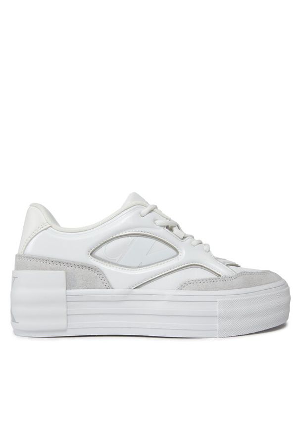 Calvin Klein Jeans Sneakersy Bold Vulc Flatf Lace Mix Mg Lum YW0YW01295 Biały. Kolor: biały. Materiał: skóra